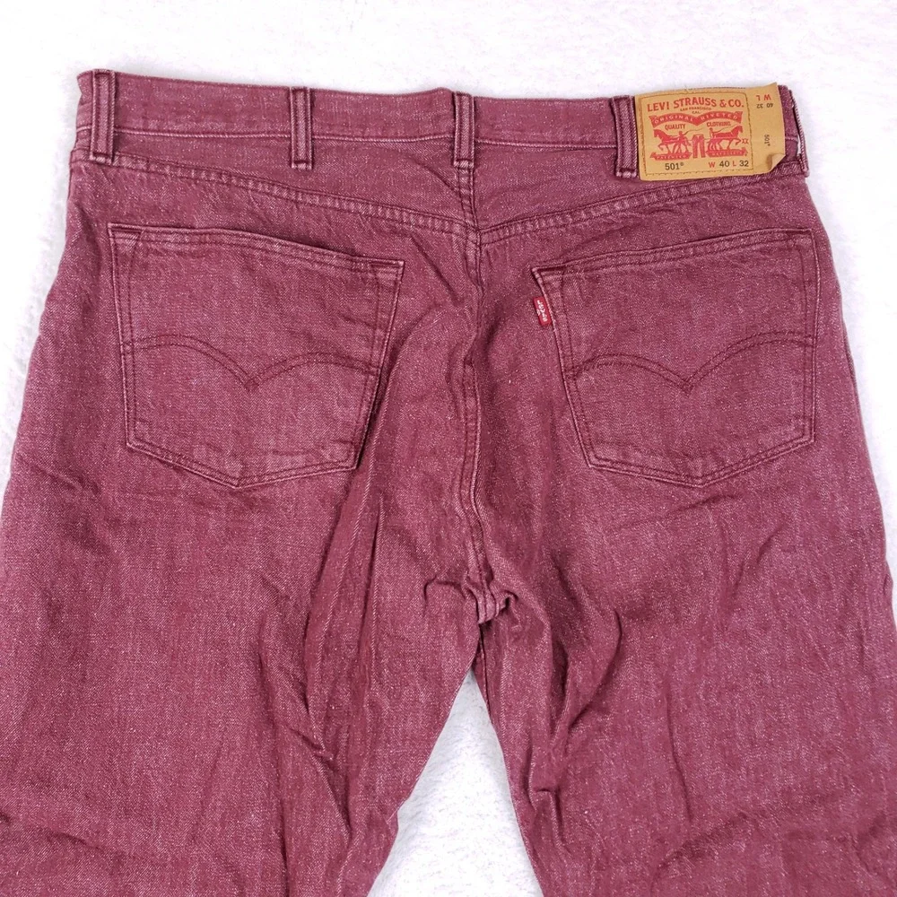 Levi's 501 White Oak Cone Denim Mens 40x32 Red Jeans Button Fly Heritage - Picture 13 of 14